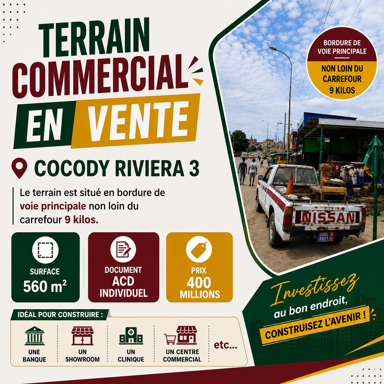 TERRAIN COMMERCIAL EN VENTE COCODY RIVIERA 3