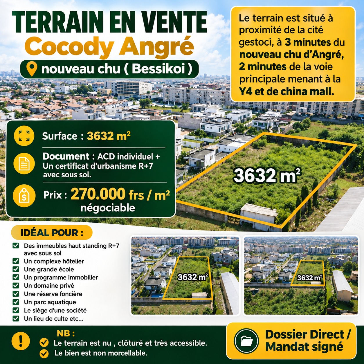 TERRAIN EN VENTE*Cocody Angré